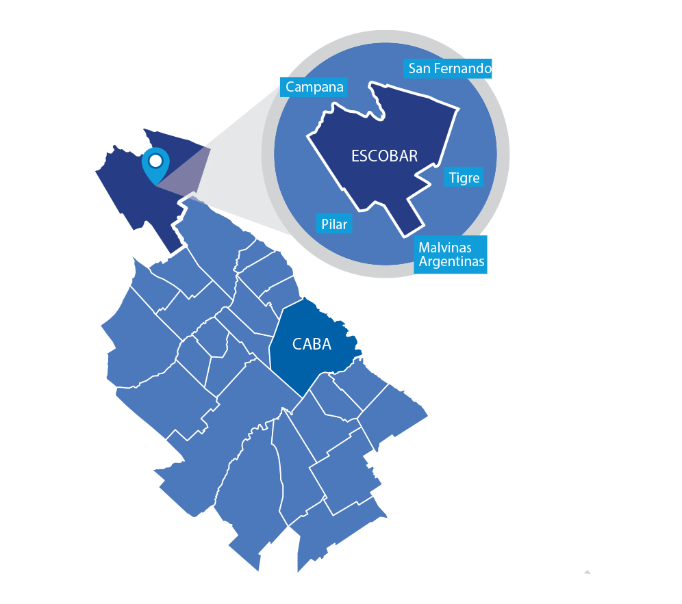 Mapa del partido de Escobar y sus accesos
